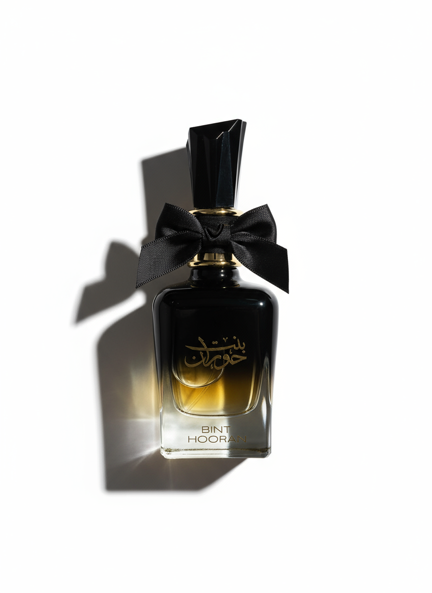 Flat-lay Bint Hooran perfume