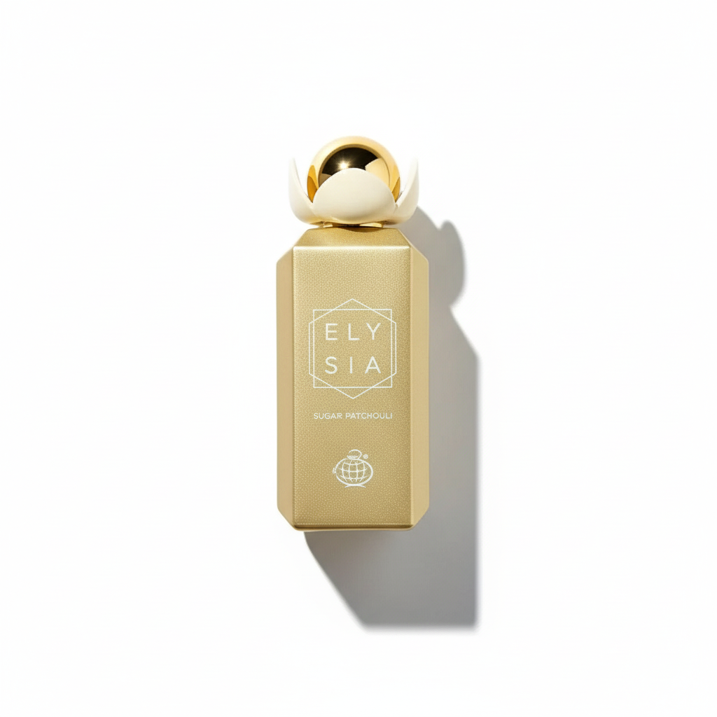 Flat-lay Elysia perfume