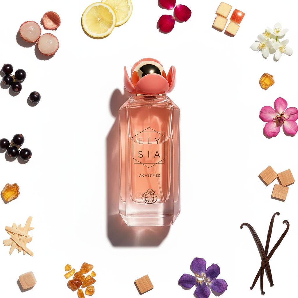 Elysia Lychee Fizz perfume as main focus