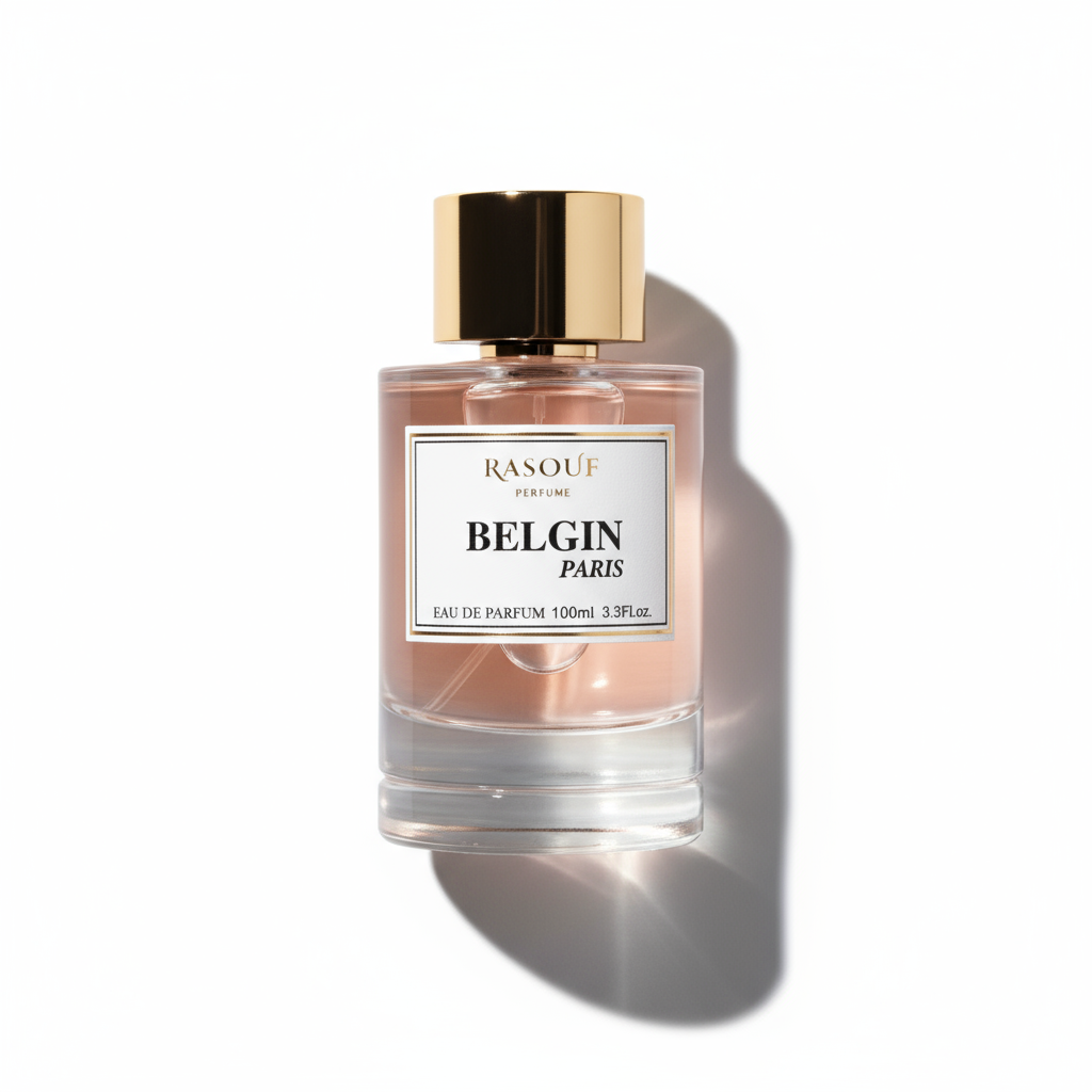 Flat-lay Belgin Paris perfume