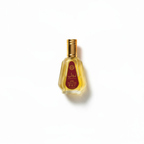 Golden perfume bottle on clean background