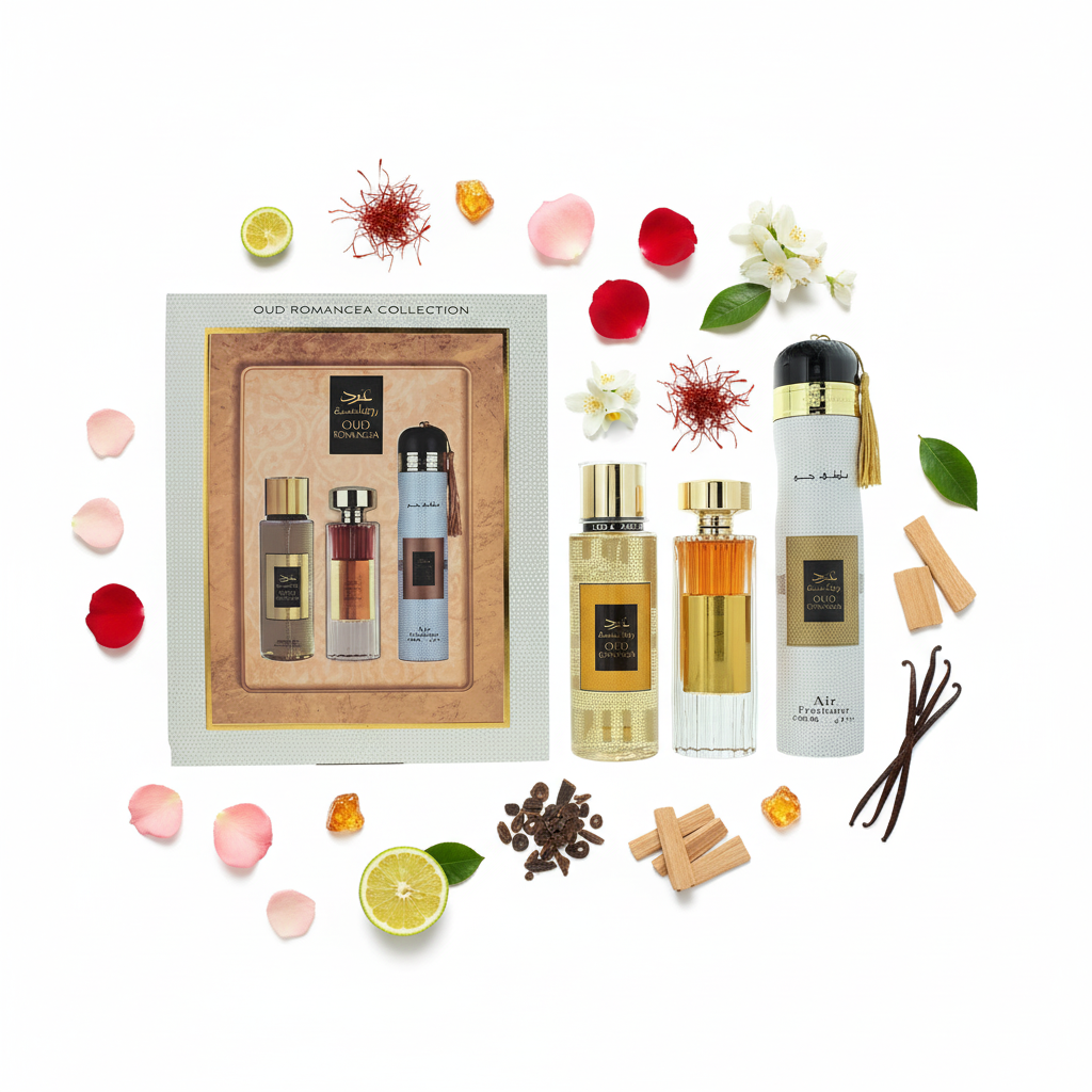 Oud Romancea Gift Set Flat-Lay