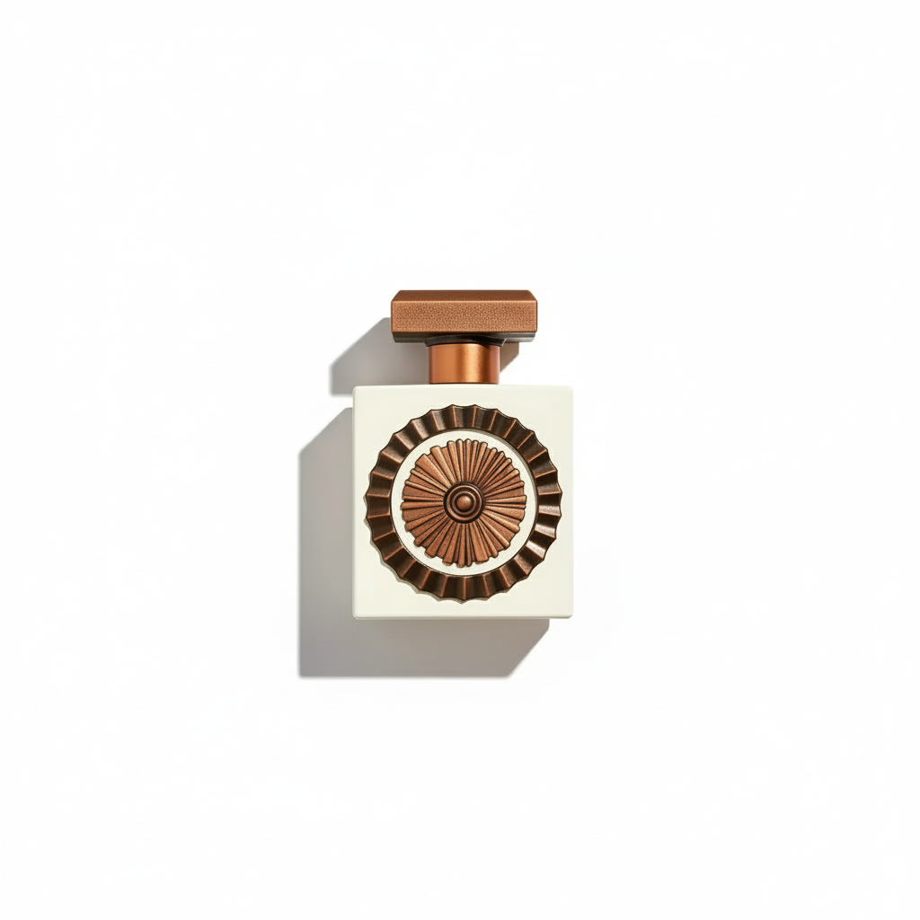 White perfume bottle on clean background
