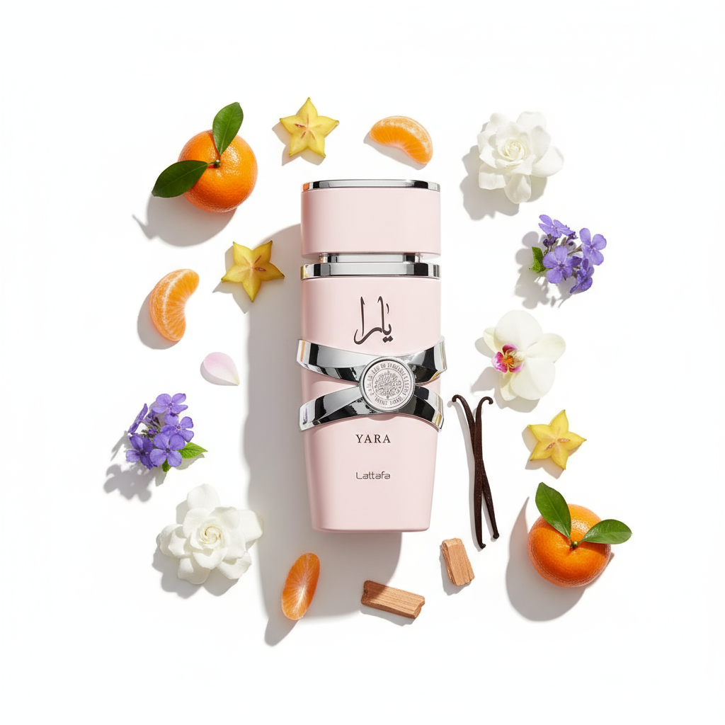 Yara Perfume Flat-Lay Style